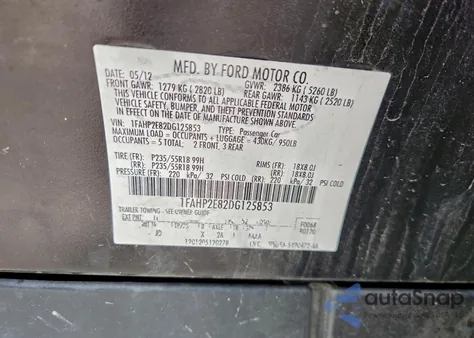 2013 Ford Taurus Sel z USA, uszkodzony, nr VIN 1FAHP2E82DG125853